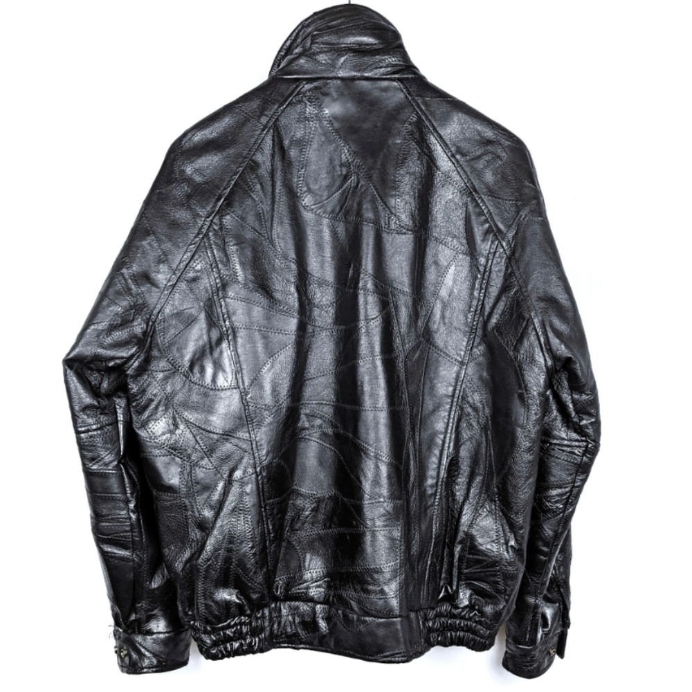 Vintage Patchwork Leather Bomber Jacket - image 7